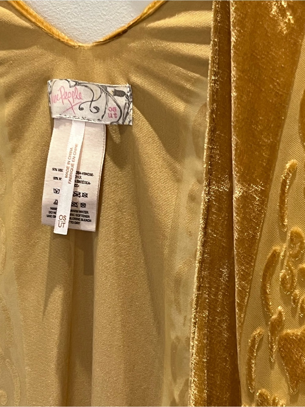 Free People Golden Yellow Velvet Burnout Kimono - Picture 2 of 5